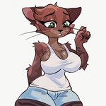 Rating: s
ID: 5650695
Date: 2025-06-18 09:41:42 -0400
Status: active
Score: 12
1:1 animal_ears anthro big_breasts biped blush breasts clothed clothing digital_media_(artwork) domestic_cat felid feline felis female fur green_eyes hi_res mammal multicolored_body officialcat parazari simple_background smile solo theofficialcat thick_thighs wide_hips post #5650695