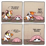 Rating: s
ID: 5655307
Date: 2025-06-20 09:51:18 -0400
Status: active
Score: 27
1:1 bedding blanket cali_(kashicats) comic dialogue digital_media_(artwork) domestic_cat duo english_text felid feline felis female feral hiding kashicats male mammal mido_(kashicats) open_mouth smile tail text young young_feral post #5655307