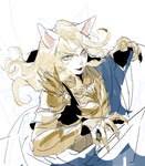Rating: s
ID: 3264531
Date: 2022-04-06 23:12:17 -0400
Status: active
Score: 9
5_fingers alternate_species anthro armor biped blonde_hair claws digital_media_(artwork) domestic_cat fangs felid feline felis final_fantasy final_fantasy_xiv final_fantasy_xiv:_shadowbringers finger_claws fingers fur furrification gold_(metal) gold_armor green_sclera hair hi_res innocence_(ffxiv) kemono kkron_m long_hair male mammal open_mouth pink_inner_ear pink_nose pupils slit_pupils smile solo square_enix teeth whiskers white_body white_ears white_face white_fur yellow_eyes post #3264531