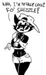 Rating: s
ID: 925634
Date: 2016-06-22 17:25:00 -0400
Status: active
Score: 9
anthro black_and_white clothed clothing dialogue disney domestic_cat dottie_(disney) english_text eyelashes eyewear felid feline felis female g-string gloves handwear hat headgear headwear mammal monochrome off_shoulder open_mouth smaggthesmug solo sunglasses text underwear post #925634