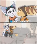 Rating: s
ID: 5658680
Date: 2025-06-21 17:21:14 -0400
Status: active
Score: 12
anthro bedroom_eyes blush boots clothed clothed_anthro clothed_female clothed_male clothing dialogue duo ear_piercing ear_ring english_text eye_contact eyewear eyewear_on_head female fluffy fluffy_tail footwear fur furniture gloves goggles goggles_on_head hair handwear hi_res lombax looking_at_another male male/female mammal narrowed_eyes piercing pink_nose ratchet_(ratchet_and_clank) ratchet_and_clank ring_piercing rivet_(ratchet_and_clank) scarf seductive shoes sofa sony_corporation sony_interactive_entertainment tail tail_motion tail_tuft tailwag text thin_tail time_fluffy500 tuft white_body white_fur white_hair yellow_body yellow_fur post #5658680