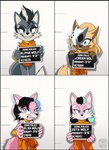 Rating: s
ID: 4159291
Date: 2023-07-09 04:48:06 -0400
Status: active
Score: 50
alpha_(anti-lupe) angry anthro archie_comics black_eyeshadow black_hair blonde_hair blue_highlights breasts brown_body brown_fur canid canine canis catbeecache cheek_tuft clothed clothed_anthro clothed_female clothing colored confident confident_female criminal crooked_smile digital_media_(artwork) dreadlocks english_text evil_face evil_grin eyelashes eyeshadow facial_tuft fangs fangs_bared female fingerless_gloves fingers front_view fully_clothed fully_clothed_anthro fully_clothed_female fur gloves green_highlights grey_body grey_fur grinning_at_viewer group hair handwear hi_res highlights_(coloring) holding_object idw_publishing jacket_around_waist jail_placard looking_at_viewer makeup mammal mask messy_hair mugshot multicolored_body multicolored_fur multicolored_hair orange_jumpsuit ponytail prison prison_uniform prisoner scream_(shockblast13) sega selsa_the_wolf simple_background sleeveless_shirt smile smiling_at_viewer smirk smirking_at_viewer smug smug_face snarling sonic_the_hedgehog_(archie) sonic_the_hedgehog_(comics) sonic_the_hedgehog_(idw) sonic_the_hedgehog_(series) soul_devouring_eyes tail teeth text toothy_grin torn_clothing tuft two_tone_body two_tone_fur two_tone_hair white_body white_fur wide_eyed wolf wolf_pack yellow_body yellow_fur zeta_the_wolf post #4159291