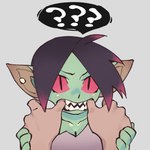 Rating: s
ID: 3516841
Date: 2022-08-20 01:38:29 -0400
Status: active
Score: 106
1:1 absurd_res big_hands black_hair breasts cleavage clothed clothing digital_media_(artwork) ear_piercing faceless_character female finger_in_mouth fingers gobbo_(kooni) goblin green_body green_skin hair hi_res highlights_(coloring) humanoid humanoid_pointy_ears kooni looking_at_viewer mammal mouth_play not_furry offscreen_character open_mouth piercing pointy_ears pupils question_mark red_highlights red_sclera sharp_teeth simple_background slit_pupils solo speech_bubble teeth post #3516841