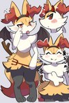 Rating: s
ID: 5435950
Date: 2025-03-15 22:51:44 -0400
Status: active
Score: 49
2023 3_fingers 3_toes ^_^ absurd_res ambiguous_anthro ambiguous_gender anthro arm_tuft aya_tsuji big_tail black_body black_fur black_wings blush blush_lines braixen canid canine cheek_tuft clothing colored costume cute_fangs devil_costume dialogue digital_media_(artwork) dipstick_tail emanata eyes_closed facial_tuft fake_horns fangs featureless_crotch feet fingers front_view full-length_portrait fur generation_6_pokemon grey_background halloween halloween_costume hi_res hip_tuft holding_object holding_pitchfork holding_tool holidays inner_ear_fluff kemono looking_at_viewer mammal markings membrane_(anatomy) membranous_wings multicolored_body multicolored_fur multicolored_tail multiple_images nintendo nude pitchfork pokemon pokemon_(species) portrait pupils red_eyes red_inner_ear_fluff red_tail red_tail_tip shaded shoulder_tuft simple_background smile snaggle_tooth solo standing stick tail tail_markings teeth text thick_tail toes tongue tongue_out tools translated tuft two_tone_tail white_body white_fur wings yellow_body yellow_ears yellow_fur yellow_tail post #5435950