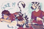 Rating: s
ID: 5556208
Date: 2025-05-07 19:36:02 -0400
Status: active
Score: 44
5_fingers abstract_background anthro basic_sequence black_body black_fur black_hair black_nose black_stripes blue_eyes blush bottomwear brown_bottomwear brown_clothing brown_hair clothed clothing collar dashing digital_media_(artwork) emanata equid equine eyebrows fangs fingers fully_clothed fur grey_body hair holding_tail hooves horse human human_to_anthro inner_ear_fluff licking licking_lips looking_at_viewer looking_down lying male mammal markings mid_transformation mossrats multicolored_body multicolored_fur multicolored_hair on_front open_mouth pants pecs raised_tail red_clothing red_shirt red_topwear sequence shirt shocked short_hair simple_background sleeping snout solo species_transformation standing striped_body striped_fur striped_markings striped_tail stripes surprise surprised_expression t-shirt tail tail_grab tail_markings tail_pull tail_tuft teeth tongue tongue_out topwear transformation transformation_sequence tuft two_tone_body two_tone_fur two_tone_hair two_tone_tail underwear white_background white_body white_fur white_hair white_tail zebra post #5556208