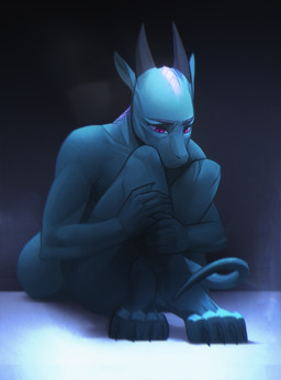 Rating: s
ID: 5676917
Date: 2025-06-30 01:48:46 -0400
Status: active
Score: 6
anthro black_horn blue_body claws ears_back hi_res horn male male_anthro mouth_closed narrowed_eyes nude pink_eyes pivoted_ears pupils sad scalie simple_background sitting slit_pupils solo toe_claws unknowhiter post #5676917