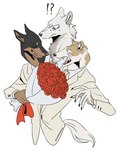 Rating: s
ID: 5604822
Date: 2025-05-28 15:23:46 -0400
Status: active
Score: 19
3_heads anthro bodily_fluids bouquet canid canine canis claws clothing collared_shirt cute_fangs dobermann domestic_dog fangs finger_claws flower flower_bouquet folded_ears formal_wear group hi_res jacket kemono male male/male mammal multi_head pinscher plant pointy_ears red_rose riseidokokana romantic romantic_couple shirt simple_background surprised_expression sweat sweatdrop teeth topwear trio post #5604822
