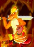 Rating: s
ID: 5385193
Date: 2025-02-20 03:49:54 -0500
Status: active
Score: 0
anthro big_teeth black_nose black_pawpads black_paws canid canine canis claws clothed clothing digital_media_(artwork) dingo dragon duo duquedingo_(character) duqueofdingos elemental_manipulation ember_draeus feet fire fire_manipulation flaming_hair fur gold_(metal) hair hi_res hug lava male male/male mammal melee_weapon mythological_creature mythological_scalie mythology orange_body orange_scales pawpads pseudo_hair red_background red_body red_eyes red_fur red_hair scales scalie simple_background size_difference smaller_male smile sword tail tail_fetish tail_play topless topless_anthro topless_male volcano weapon yellow_eyes post #5385193