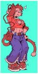 Rating: s
ID: 5639214
Date: 2025-06-13 08:33:13 -0400
Status: pending
Score: 6
anthro belly belt belt_buckle biped blue_background border bottomwear bracelet brown_tail buckle cammypuppy cleavage_cutout clothing cutout electronics emanata facial_piercing female footwear hand_on_hip headphones hi_res jewelry lip_piercing multi_nipple nipples pants piercing red_clothing red_eyes red_footwear red_shirt red_shoes red_t-shirt red_topwear shirt shoes simple_background snakebite_piercing solo species_request sticker_on_shoes t-shirt tail topwear walkman white_belt white_border wristband post #5639214
