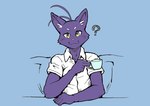 Rating: s
ID: 2887546
Date: 2021-08-20 02:44:32 -0400
Status: active
Score: 50
2018 anthro beverage clothing domestic_cat felid feline felis fur inquisitive kori-nio looking_at_viewer male mammal morenatsu purple_body purple_fur shin_(morenatsu) shirt solo topwear yellow_eyes post #2887546