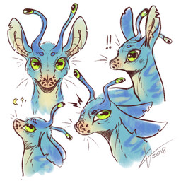 Rating: s
ID: 2827374
Date: 2021-07-12 17:04:06 -0400
Status: active
Score: 27
1:1 2018 4_eyes alien ambiguous_gender andalite angry animorphs blue_body blue_eyebrows blue_fur countershading crescent_moon exclamation_point expression_sheet eyebrows eyestalks facial_markings fur green_eyes happy head_markings headshot_portrait looking_at_viewer looking_up markings moon mouthless multi_eye muzzle_(marking) notched_ear pink_nose portrait signature simple_background snout snout_markings solo star steinbit surprised tan_body tan_fur tan_inner_ear tan_markings whiskers white_background post #2827374