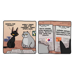 Rating: s
ID: 5674468
Date: 2025-06-29 00:14:40 -0400
Status: pending
Score: 5
1:1 bru_(kashicats) comic dialogue digital_media_(artwork) domestic_cat duo english_text felid feline felis female feral fur hair kashicats male mammal mochi_(kashicats) newspaper open_mouth politics tail text post #5674468