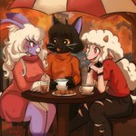 Rating: s
ID: 5631606
Date: 2025-06-09 18:38:13 -0400
Status: active
Score: 4
agatha_(potatosheep) anthro autumn beverage bonnie_(potatosheep) bovid bubble_tea cafe caprine clothed clothing coffee container cookie cup digital_media_(artwork) domestic_cat felid feline felis female fluffy food fur group hair hi_res lagomorph leporid lucipurr mammal molly_(potatosheep) plant potatosheep rabbit sheep smile talking_to_another tea tree trio post #5631606