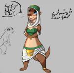 Rating: s
ID: 1376806
Date: 2017-11-11 19:43:52 -0500
Status: active
Score: 46
4_fingers 4_toes anthro barefoot biped blue_eyes bracelet breasts brown_body brown_fur clasped_hands cleavage clothed clothing countershade_torso countershading dialogue exposure_variation feet female fingers fur grey_background hat headdress headgear headwear jewelry kerchief mammal midriff mustelid navel open_mouth otter partially_translated religious_clothing religious_headwear semi-anthro shemagh simple_background siroc smile solo speech_bubble taqiyah text toes translation_request wide_stance post #1376806