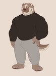 Rating: s
ID: 5648163
Date: 2025-06-17 07:30:36 -0400
Status: active
Score: 10
4_toes american_badger anthro badger barefoot biceps big_muscles biped black_clothing black_shirt black_topwear bottomwear brown_body brown_eyebrows brown_fur brown_nose brown_pawpads cheek_markings claws clothed clothed_anthro clothed_male clothing countershade_face countershade_fur countershade_tail countershade_torso countershading deltoids digital_drawing_(artwork) digital_media_(artwork) eyebrows facial_markings feet finger_claws fingers flat_colors full-length_portrait fur grey_bottomwear grey_clothing grey_pants hand_on_hip head_markings hi_res humanoid_hands male male_anthro mammal markings monotone_background mouth_closed multicolored_body multicolored_fur muscular muscular_anthro muscular_male mustelid musteline pants pawpads plantigrade portrait red_eyes shirt simple_background simple_eyes solo standing tail theor theor_(character) three-quarter_view toe_claws toes topwear triceps white_body white_claws white_countershading white_finger_claws white_fur white_inner_ear white_toe_claws post #5648163
