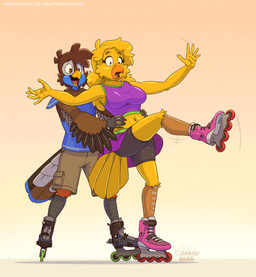 Rating: s
ID: 5664187
Date: 2025-06-24 04:02:54 -0400
Status: active
Score: 13
absurd_res anthro avian bird chocobo clothing duo female final_fantasy hi_res inline_skates ivory_(sweetchocobo) jay_(sammfeatblueheart) male roller_skates sammfeatblueheart square_enix trogon trogonid post #5664187