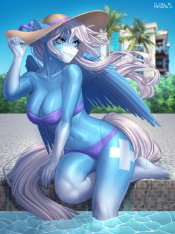 Rating: s
ID: 5671988
Date: 2025-06-27 19:40:49 -0400
Status: active
Score: 5
3:4 absurd_res anthro blue_body blue_eyes breasts cleavage clothed clothing cutie_mark dripping ear_piercing equid equine fan_character female hair hasbro hat headgear headwear hi_res hooves icy_heart leg_markings mammal markings my_little_pony mythological_creature mythological_equine mythology palm_tree pegasus pewas piercing plant sitting socks_(marking) solo summer_hat swimming_pool swimwear tail tree water wet white_hair white_tail wide_brim_hat wings post #5671988