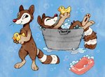 Rating: s
ID: 5565410
Date: 2025-05-11 19:54:32 -0400
Status: active
Score: 7
ambiguous_gender anthro bath bathing black_eyes blue_background brown_body brown_fur bubble bubble_bath digital_media_(artwork) duo eyes_closed full-length_portrait fur gemfeathers hi_res holding_object holding_rubber_duck landry_(sanrio) mammal markings nude pawpads paws pea_(sanrio) portrait procyonid raccoon red_nose rubber_duck sanrio simple_background smile soap solo_focus standing striped_markings striped_tail stripes tail tail_markings wash_basin whiskers white_sclera post #5565410
