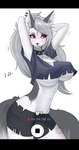 Rating: s
ID: 4049301
Date: 2023-05-13 05:57:54 -0400
Status: active
Score: 225
2_phut_hon absurd_res anthro big_breasts black_bars blush bodily_fluids bottomwear breasts camera_view canid canid_demon canine clothed clothing collar dancing demon digital_media_(artwork) ear_piercing ear_ring embarrassed female female_anthro fur grey_hair hair hands_behind_head hellhound helluva_boss hi_res hip_sway kemono letterbox looking_aside loona_(helluva_boss) mammal me!me!me! mythological_canine mythological_creature mythology navel piercing pupils recording red_sclera ring_piercing shaded shorts slit_pupils solo spiked_collar spikes sweat swetpot under_boob white_body white_eyes white_fur post #4049301