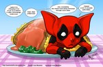 Rating: s
ID: 4889596
Date: 2024-07-01 02:26:17 -0400
Status: active
Score: 6
2017 4_fingers alternate_species anthro axelmedellin black_clothing black_gloves black_handwear bodysuit burrito canid canine canis cheese chihuahua chimichanga clothing colored dairy_products dated deadpool dialogue digital_drawing_(artwork) digital_media_(artwork) domestic_dog english_text fingers food furniture furrification gloves gradient_background handwear imminent_vore in_food lettuce lying male mammal marvel on_front plant plate red_bodysuit red_clothing red_skinsuit salsa_(food) shaded signature simple_background skinsuit solo speech_bubble steam superhero table tablecloth text third_person_dialogue tight_clothing toy_dog url vegetable white_eyes post #4889596