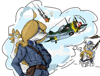 Rating: s
ID: 4478200
Date: 2023-12-17 13:42:05 -0500
Status: active
Score: 20
aged_down air_force aircraft airplane anthro black_eyes blonde_hair blush book brewster_buffalo cavemanon_studios clothing colored daughter_(lore) detailed_background dinosaur duo duty_belt faustanon feathers female freckles grey_eyes hair hair_over_eye holding_book holding_object hoodie imagination judee long_hair looking_at_viewer military_uniform mother_(lore) mother_and_child_(lore) mother_and_daughter_(lore) one_eye_obstructed parachute parent_(lore) parent_and_child_(lore) parent_and_daughter_(lore) pouch_(clothing) prehistoric_species pupils raised_tail reptile sam_browne_belt scales scalie shirt slit_pupils smoke snoot_game snout speckled_body tail tail_feathers tarja_(snoot_game) theropod thought_bubble topwear troodon troodontid uniform vehicle white_body white_scales yellow_body yellow_feathers post #4478200