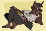 Rating: s
ID: 5590757
Date: 2025-05-22 13:50:42 -0400
Status: active
Score: 5
anthro barefoot belly black_hair bottomwear brown_body brown_fur clothing denim denim_bottomwear denim_clothing feet fur hair hi_res jeans looking_at_viewer lying male mawkvlt on_back pants simple_background smile smiling_at_viewer solo tail teeth teeth_showing text text_on_clothing post #5590757