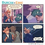Rating: s
ID: 4684778
Date: 2024-03-28 11:41:45 -0400
Status: active
Score: 220
1:1 4_panel_comic absurd_res anthro beard blush bodily_fluids book bookshelf bovid caprine cliff_(doginacafe) clothing comic crocodile crocodilian cutlery dialogue doginacafe double_thumbs_up duncan_(doginacafe) duo eddie_(doginacafe) english_text eyewear facial_hair furniture gesture glasses globe goat hand_gesture hi_res holding_spoon hoodie horn kitchen_utensils male mammal multiple_scenes reptile romantic romantic_couple scalie speech_bubble spoon sweat sweatdrop text thumbs_up tools topwear vase post #4684778