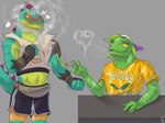 Rating: s
ID: 5649494
Date: 2025-06-17 18:35:07 -0400
Status: active
Score: 25
2025 4:3 abs anthro anthro_on_anthro aphrodisiac backwards_baseball_cap backwards_hat baseball_cap blush bottomwear clothed clothing donttouchmylasagna drugs duo english_text epic_games fanny_pack fingerless_gloves fortnite furniture gloves grey_background handwear hat headgear headwear heart_symbol holding_object iguana iguanid leaf lizard lizzik_(fortnite) love male male/male marijuana midriff muscular muscular_anthro muscular_male narrowed_eyes navel reptile scales scalie shirt shorts simple_background sitting smile smoke smoking standing t-shirt table tank_top text text_on_clothing text_on_shirt text_on_topwear topwear ziggy_(fortnite) post #5649494