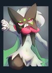 Rating: s
ID: 5144093
Date: 2024-10-28 02:24:00 -0400
Status: active
Score: 95
2023 3_fingers absurd_res anthro biped black_border border breaking_the_fourth_wall brown_body brown_fur cheek_tuft claws colored cute_fangs digital_media_(artwork) dok2_mo facial_tuft fangs featureless_crotch felid feline finger_claws fingers frill_(anatomy) front_view fur generation_9_pokemon green_claws grey_background head_tuft hi_res kemono looking_at_viewer male male_anthro mammal mask meowscarada multicolored_body multicolored_fur navel neck_frill nintendo nude open_mouth outside_border paws pink_eyes pink_nose pink_tongue pokemon pokemon_(species) portrait pupils shaded simple_background slim slit_pupils solo standing teeth three-quarter_portrait through_screen tongue tuft two_tone_body two_tone_fur white_body white_fur wide_hips post #5144093