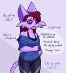 Rating: s
ID: 4894474
Date: 2024-07-03 09:18:03 -0400
Status: active
Score: 56
accessory anthro dialogue eeveelution english_text espeon evolution_dysmorphia evolution_dysphoria female fur generation_2_pokemon hair hair_accessory hairband hi_res long_hair looking_at_viewer nintendo pokemon pokemon_(species) purple_body purple_fur red_hair simple_background solo tail talking_to_viewer text tired tired_eyes wildberrytart post #4894474