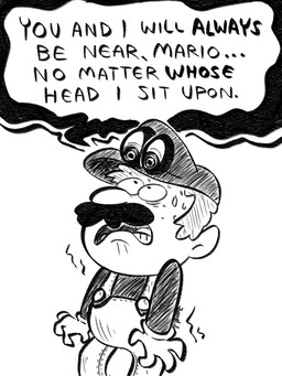 ... animate_inanimate cappy_(mario) clothed clothing dialogue english_text facial_hair frown gloves hair hat headgear human looking_down looking_up male mammal mario mario_bros mustache nintendo nostalgialad2 not_furry open_mouth overalls plumber psychotic scared simple_background standing super_mario_odyssey text tongue video_games white_background
Rating: Safe
Score: 3
User: ThisIsGospel
Date: June 22, 2017 ... animate_inanimate cappy_(mario) clothed clothing dialogue english_text facial_hair frown gloves hair hat headgear human looking_down looking_up male mammal mario mario_bros mustache nintendo nostalgialad2 not_furry open_mouth overalls plumber psychotic scared simple_background standing super_mario_odyssey text tongue video_games white_background
Rating: Safe
Score: 3
User: ThisIsGospel
Date: June 22, 2017