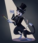 Rating: s
ID: 3123607
Date: 2022-01-14 22:15:43 -0500
Status: active
Score: 8
2020 4_fingers absurd_res anthro black_body black_fur blue_eyes bow_tie button_(fastener) card cats_(2019) cats_(musical) claws clothing digital_drawing_(artwork) digital_media_(artwork) digitigrade domestic_cat featureless_crotch felid feline felis fingers fur hat headgear headwear hi_res holding_object jacket looking_at_viewer magic male mammal mr._mistoffelees narrowed_eyes open_mouth paws pencil_(object) simple_background smile solo spotlight standing teeth tongue top_hat topwear tuxedo_cat whiskers white_body white_fur wooldeiv writing_utensil post #3123607