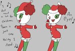 Rating: s
ID: 3747865
Date: 2022-12-12 23:18:51 -0500
Status: active
Score: 12
animate_inanimate button_(fastener) button_eyes christmas christmas_clothing christmas_headwear clothing clown doll dress english_text female green_eyes green_hair grey_background hair handwear happy_harvey headgear headwear hi_res holidays humanoid legwear living_doll missing_eye mittens musical_note musical_symbol not_furry phone_drawing plushie red_hair simple_background singing solo symbol text thigh_highs white_body post #3747865
