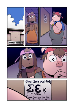 Rating: s
ID: 5765930
Date: 2025-08-08 21:36:29 -0400
Status: active
Score: 5
anthro backpack backwards_baseball_cap backwards_hat baseball_cap brown_body brown_fur brown_hair canid canine canis clothing cloud comic day dialogue domestic_dog domestic_pig duo english_text fur hair hand_on_chin hat headgear headwear hi_res inside long_ears looking_at_another male mammal noticeboard octavio_(t0l0k) orange_clothing orange_shirt orange_topwear overalls pink_body pink_clothing pink_hat pink_headwear pride_color_accessory reading red_clothing red_hat red_headwear roy_(t0l0k) school shirt sky spiral_tail standing suid suine sus_(pig) t0l0k tank_top text thinking topwear university wristband post #5765930