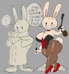 Rating: s
ID: 4991859
Date: 2024-08-17 12:32:41 -0400
Status: active
Score: 112
absurd_res anthro bayonetta butt cigar cigarette clothing coat crossgender dedoggyskullz dialogue dot_eyes english_text eyelashes female footwear freckled_butt freckled_face freckles fur grey_background gun handgun hi_res hidden_buxom high_heels highlights_(coloring) holding_cigar holding_cigarette holding_gun holding_object holding_ranged_weapon holding_weapon lagomorph leggings legwear looking_at_viewer mammal max_(sam_and_max) multiple_images necktie pantyhose pink_nose pistol platinumgames playboy_bunny playboy_costume playboy_outfit playboy_suit question_mark ranged_weapon red_highlights red_necktie sam_and_max sharp_teeth shoes simple_background simple_eyes smile smoking smoking_cigar smoking_cigarette solo speech_bubble stockings teeth text toony toony_eyes topwear trenchcoat weapon white_body white_fur post #4991859