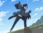 Rating: s
ID: 4057805
Date: 2023-05-17 19:03:30 -0400
Status: active
Score: 17
2023 4:3 5_fingers action_pose anthro artist_logo avian beak big_wheeled_inline_skates bird black_body black_bottomwear black_clothing black_feathers black_gloves black_handwear black_pants blue_body blue_feathers blue_sky bottomwear brown_body brown_eyes brown_feathers building cheek_tuft chest_tuft clothed clothing countershade_face countershading detailed_background dipstick_feathers dipstick_tail dutch_angle facial_markings facial_tuft feathers fingerless_gloves fingers furgonomics gloves grass grey_clothing grey_hoodie grey_topwear handwear head_markings head_tuft hi_res hoodie inline_skates jay_(sammfeatblueheart) logo male markings mountain on_one_leg open_beak open_clothing open_hoodie open_mouth open_topwear outstretched_arm outstretched_leg pants pink_tongue plant pose purple_body purple_feathers road roller_skates sammfeatblueheart shaded shirt signature sky solo standing striped_feathers t-shirt tail tail_feathers tail_markings tongue topwear tree trogon trogonid tuft white_body white_clothing white_clouds white_feathers white_shirt white_t-shirt white_topwear winged_arms wings yellow_beak post #4057805