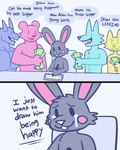 Rating: s
ID: 4687476
Date: 2024-03-29 18:05:23 -0400
Status: active
Score: 73
2024 2_horns ambiguous_gender anthro bear black_eyes blue_body blue_horn blue_scales bodily_fluids buckteeth canid canine canis chair clawzetto crying digital_media_(artwork) dragon drawing_pen drawing_tablet english_text fur furniture green_body green_ears green_fur green_nose grey_body grey_ears grey_fur group happy hi_res holding_money holding_object holding_pen horn lagomorph leporid long_ears male mammal money mythological_creature mythological_scalie mythology on_chair pen pink_body pink_ears pink_fur pink_nose rabbit sad scales scalie sharp_teeth sitting sitting_on_chair smile speech_bubble tears teeth text white_nose wolf post #4687476