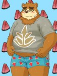 Rating: s
ID: 5660720
Date: 2025-06-22 15:42:52 -0400
Status: active
Score: 0
2025 absurd_res anthro bear belly blush brown_body brown_fur clothing eyes_closed eyewear food fruit fur glasses hi_res kemono lifewonders male mammal melon overweight overweight_male plant shirt solo tokyo_afterschool_summoners topwear underwear volos_(tas) watermelon watermelon_slice yaki_atsuage post #5660720