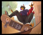 Rating: s
ID: 5574094
Date: 2025-05-15 13:37:10 -0400
Status: active
Score: 113
2021 anthro black_hair bottomwear breasts canid canine canis chelodoy clothed clothing devil_horns_(gesture) dobermann domestic_dog female fence flannel fur gesture hair half-pipe hand_gesture highlights_(coloring) low-angle_view mammal multicolored_body multicolored_fur night_in_the_woods occult_symbol pants pentagram pinscher purple_highlights shirt skateboard skateboarding skating solo symbol text text_on_clothing text_on_shirt text_on_topwear topwear two_tone_body two_tone_fur vans vehicle witchdagger zoey_(dirtyrenamon) post #5574094