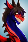 Rating: s
ID: 5655129
Date: 2025-06-20 07:16:16 -0400
Status: active
Score: 1
ambiguous_gender black_markings blue_body brown_hair dragon fangs feral glistening glistening_eyes green_eyes grin hair hi_res imperatorcaesar long_neck looking_at_viewer markings multicolored_hair mythological_creature mythological_scalie mythology narrowed_eyes pupils purple_hair red_body scalie side_view simple_background slit_pupils smile solo teeth two_tone_hair post #5655129