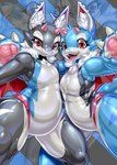 Rating: s
ID: 3586866
Date: 2022-09-25 00:34:22 -0400
Status: active
Score: 55
abstract_background anthro anthromate bat black_body blue_body breasts clothing dragon duo eyelashes female female_(lore) fino_(anthromate) glistening glistening_body glistening_skin hi_res horn hybrid inner_ear_fluff location_now looking_at_viewer male_(lore) mammal multicolored_body mythological_creature mythological_scalie mythology neck_tuft one-piece_swimsuit open_mouth pawpads pink_pawpads red_eyes scalie semi-anthro sharp_teeth small_breasts smile swimwear tail teeth tinto_(anthromate) tuft two_tone_body white_body wide_hips post #3586866