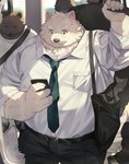 Rating: s
ID: 5167329
Date: 2024-11-07 22:26:39 -0500
Status: active
Score: 21
2024 absurd_res anthro bear belly bottomwear brown_body brown_fur canid canine canis cellphone clothing detailed_background domestic_dog electronics fur group hi_res humanoid_hands kemono male mammal necktie overweight overweight_male pants phone shirt smartphone topwear white_body white_fur yed post #5167329