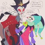 Rating: s
ID: 5444796
Date: 2025-03-20 00:03:37 -0400
Status: active
Score: 49
1:1 4_eyes anthro avian avian_demon bird blue_body blue_feathers blush blush_lines cape cl0wnc00ties clothing collar collar_pull crown demon dialogue duo english_text feathers fizzarolli_(helluva_boss) flirting fool's_hat hat headgear headwear helluva_boss hi_res imp infidelity jester jester_outfit male male/male multi_eye owl owl_demon red_eyes requesting royalty sex_request shirt size_difference stolas_(helluva_boss) tail tail_around_leg tail_feathers text top_hat topwear tunic white_body post #5444796