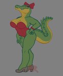 Rating: s
ID: 3576316
Date: 2022-09-19 12:43:39 -0400
Status: active
Score: 35
accessory alligator alligatorid anthro big_breasts breasts broad_shoulders claws clothing countershading cro_funky crocodilian eyelashes eyeshadow female footwear green_body grey_background hair_accessory hair_ribbon half-closed_eyes hand_on_hip hi_res high_heels looking_at_viewer makeup muscular muscular_anthro muscular_female narrowed_eyes non-mammal_breasts pearl_bracelet pumps red_eyes red_eyeshadow reptile ribbons roboreptil scales scalie sharp_teeth shoes simple_background solo teeth the_first_funky_fighter watermark wide_hips yellow_body yellow_scales post #3576316