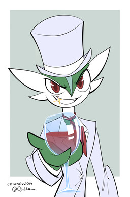 Rating: s
ID: 5670941
Date: 2025-06-27 12:12:52 -0400
Status: active
Score: 3
3_fingers alcohol beverage button_(fastener) cheek_horn clothing container cup drinking_glass eyebrows fingers front_view gallade generation_4_pokemon glass glass_container glass_cup glistening glistening_teeth green_background green_body hat head_crest head_spikes headgear headwear hi_res humanoid looking_at_viewer male necktie nintendo offering_beverage opilka_(artist) pattern_clothing pattern_hat pattern_headgear pattern_headwear pokemon pokemon_(species) raised_eyebrow red_eyes red_necktie simple_background sir_gallade smile solo sparkles spikes spikes_(anatomy) striped_clothing striped_hat striped_headgear striped_headwear stripes suit suit_jacket teeth teeth_showing top_hat white_body white_clothing white_hat white_headwear white_suit white_top_hat wine wine_glass post #5670941
