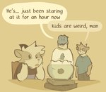Rating: s
ID: 3469117
Date: 2022-07-26 13:31:52 -0400
Status: active
Score: 239
2022 anthro aquarium book bottomwear bovid caprine chair child clothed clothing comic cousins_(lore) crocodile crocodilian dialogue doginacafe duncan_(doginacafe) eddie_(doginacafe) english_text eyewear fish_bowl fur furniture glasses goat group hi_res horn humor looking_at_another male mammal marimo open_mouth pants reptile scales scalie shirt simple_background sitting standing stare t-shirt table tan_background text topwear trio tuft vivarium young post #3469117