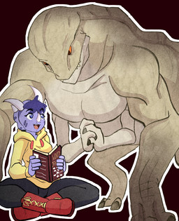 Rating: s
ID: 5764747
Date: 2025-08-08 13:01:55 -0400
Status: active
Score: 4
absurd_res anthro book ceratopsian claws clothed clothing crossover digitigrade dinosaur distortus_rex duo eye_contact facial_horn female footwear freckles frill_(anatomy) goodbye_volcano_high grey_body grey_scales hair hi_res horn hybrid interspecies larger_male looking_at_another looming looming_over male male/female monster multi_limb muscular muscular_male nose_horn open_mouth orange_eyes ornithischian prehistoric_species purple_body purple_eyes purple_scales reptile scales scalie sharp_teeth shoes short_hair sitting size_difference smile sonicmathews sweater teeth topwear triceratops trish_(gvh) post #5764747