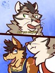 Rating: s
ID: 5549234
Date: 2025-05-04 19:04:26 -0400
Status: active
Score: 8
2_panel_comic 3:4 ambiguous_species anthro blue_background blue_eyes brian_(ventkazemaru) canid canine canis clothing comic dialogue dot_eyes duo eyewear felid feline glasses gradient_background green_eyes hi_res humor male mammal miles_kurano open_mouth question sharp_teeth shirt simple_background simple_eyes tank_top teeth text topwear unimpressed ventkazemaru whiskers wolf post #5549234