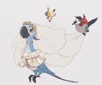 Rating: s
ID: 4259123
Date: 2023-08-28 08:29:44 -0400
Status: active
Score: 37
4_toes anisodactyl avian avian_feet baytaboo beak bird blue_body blue_feathers blue_sky_studios bottle_cap bow_tie bride canary cardinal-tanager choker claws clothed clothed_feral clothing dress eyes_closed feathered_wings feathers feet female feral finch flower flower_crown flying green_eyes grey_body grey_feathers group head_feathers hi_res jewel_(rio) jewelry larger_female larger_feral macaw male narrowed_eyes necklace neotropical_parrot nico_(rio) oscine parrot passerine pedro_(rio) plant prehensile_feet red-crested_cardinal red_body red_feathers rio_(series) simple_background size_difference smaller_feral smaller_male spix's_macaw tail tail_feathers tanager toes true_parrot veil wedding_dress wedding_veil white_background wings yellow_body yellow_feathers post #4259123