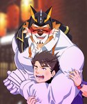Rating: s
ID: 5625698
Date: 2025-06-07 00:48:30 -0400
Status: pending
Score: 2
5_fingers clothed clothing colored duo eyes_closed felid fingers gloves grausummon handwear human humanoid_hands lifewonders live_a_hero male_operator mammal mask one_eye_closed open_mouth pantherine ryekie_(live_a_hero) tiger post #5625698